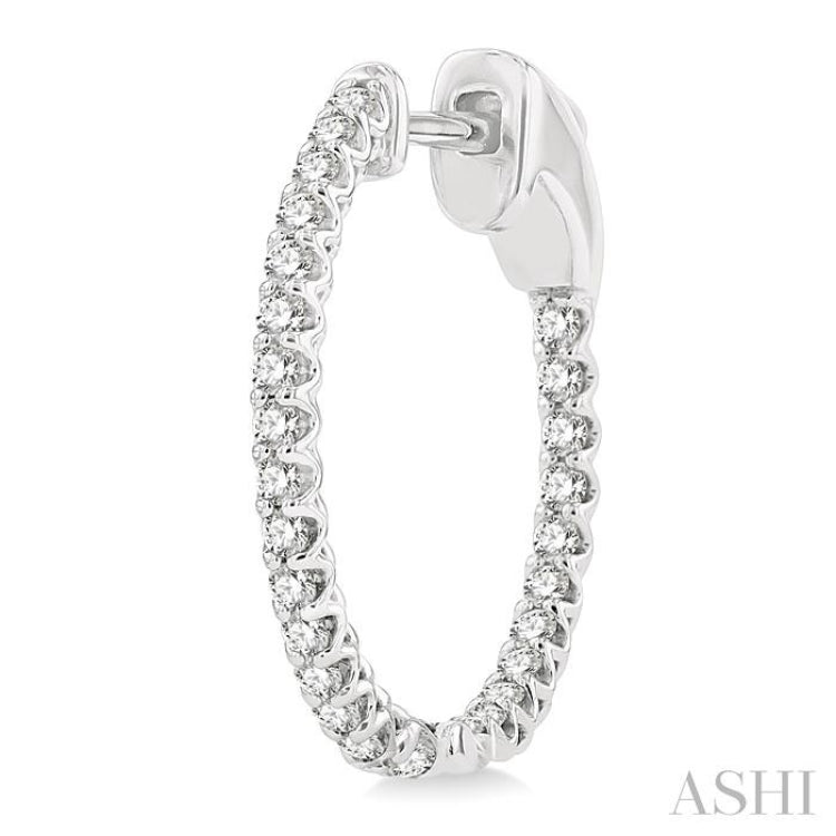 1/2 ctw Inside-Out Round Cut Diamond Hoop Earrings in 14K White Gold