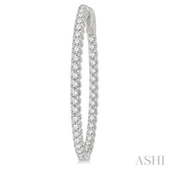 1 1/2 ctw Inside-Out Round Cut Diamond Oval Shape Hoop Earrings in 14K White Gold