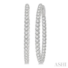 2 ctw Inside-Out Round Cut Diamond Oval Shape Hoop Earrings in 14K White Gold