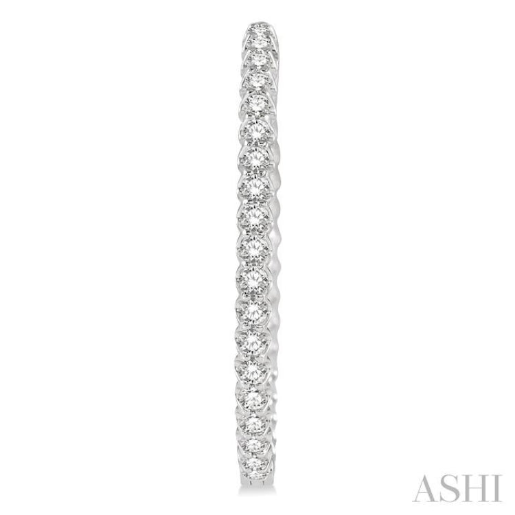 2 ctw Inside-Out Round Cut Diamond Oval Shape Hoop Earrings in 14K White Gold