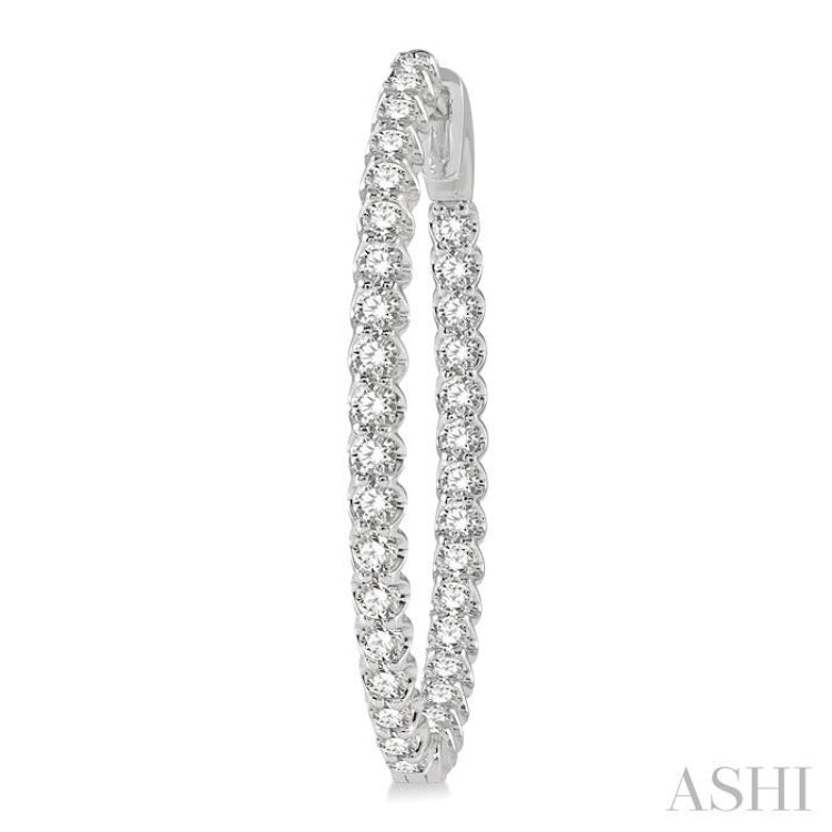 2 ctw Inside-Out Round Cut Diamond Oval Shape Hoop Earrings in 14K White Gold