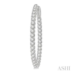 2 ctw Inside-Out Round Cut Diamond Oval Shape Hoop Earrings in 14K White Gold