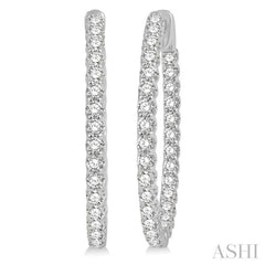 3 ctw Inside-Out Round Cut Diamond Oval Shape Hoop Earrings in 14K White Gold