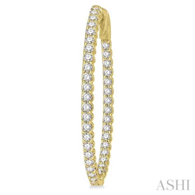 1 1/2 ctw Inside-Out Round Cut Diamond Oval Shape Hoop Earrings in 14K Yellow Gold