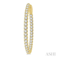 2 ctw Inside-Out Round Cut Diamond Oval Shape Hoop Earrings in 14K Yellow Gold