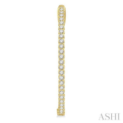 1 ctw Inside-Out Round Cut Diamond Oval Shape Hoop Earrings in 14K Yellow Gold