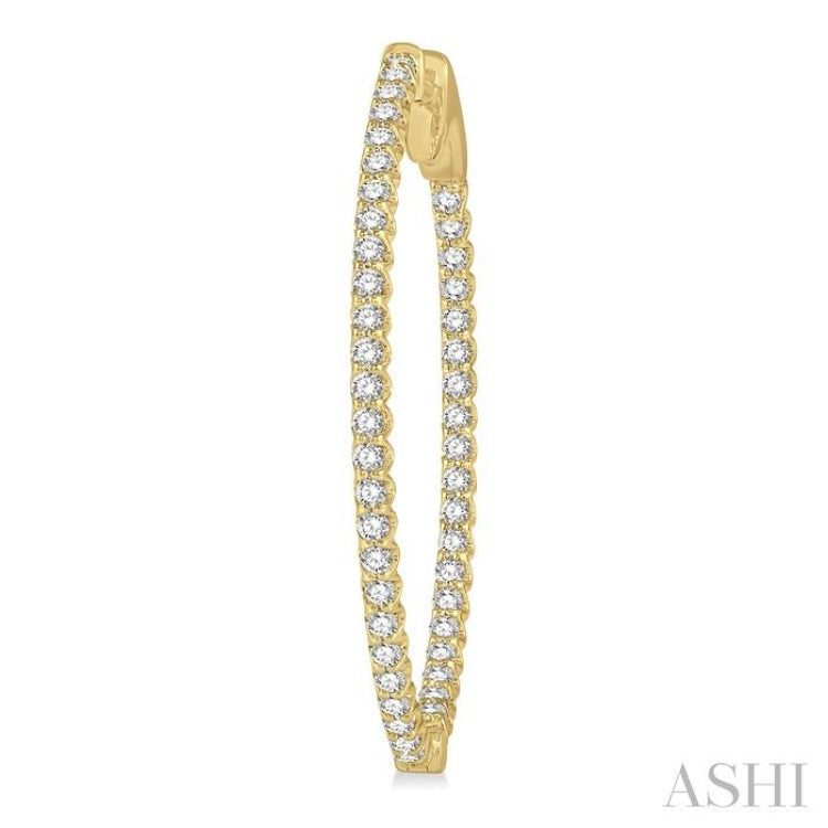 1 ctw Inside-Out Round Cut Diamond Oval Shape Hoop Earrings in 14K Yellow Gold