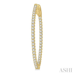 1 ctw Inside-Out Round Cut Diamond Oval Shape Hoop Earrings in 14K Yellow Gold