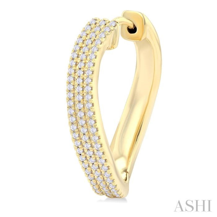 1/2 ctw Curvy Triple Row Round Cut Diamond Fashion Earring in 10K Yellow Gold