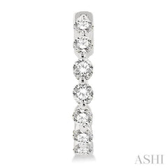 2 ctw Inside-Out Single Prong Set Round Cut Diamond Hoop Earrings in 14K White Gold