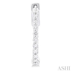 1/2 ctw Inside-Out Single Prong Set Round Cut Diamond Hoop Earrings in 14K White Gold