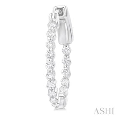1/2 ctw Inside-Out Single Prong Set Round Cut Diamond Hoop Earrings in 14K White Gold