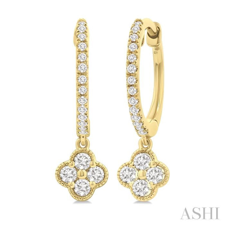 .33CTRDDM CLOVER DROP HUGGIE YG 14K-G*