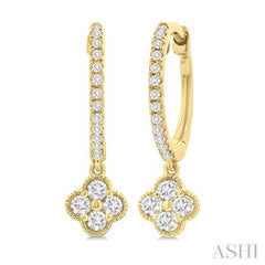 .33CTRDDM CLOVER DROP HUGGIE YG 14K-G*