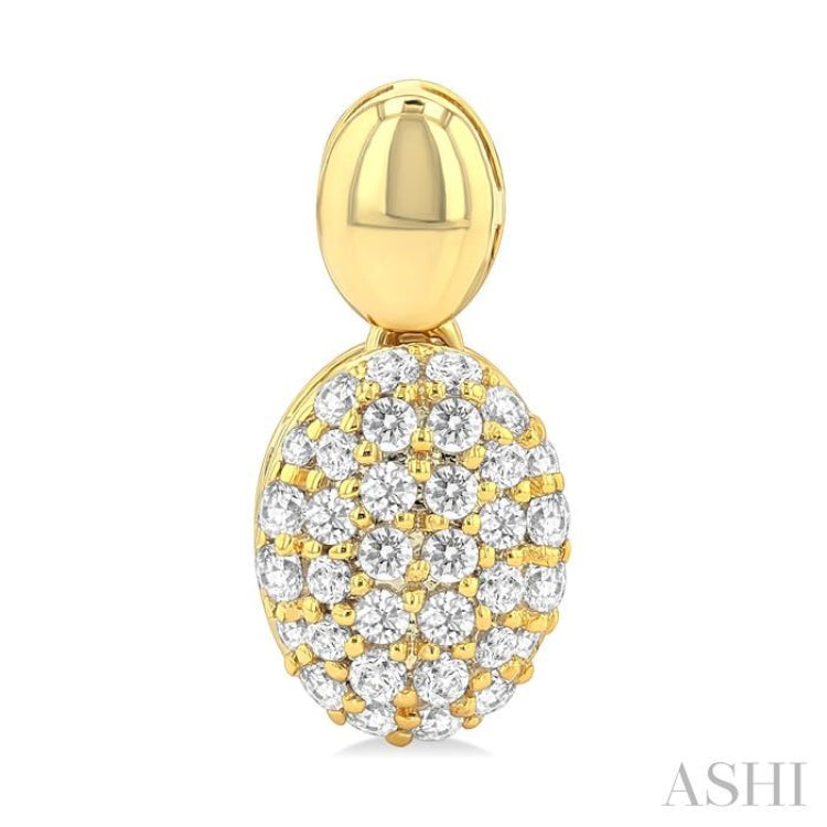 1/3 ctw Oval Shape Mount Pave Set Round Cut Diamond Fashion Earring in 10K Yellow Gold