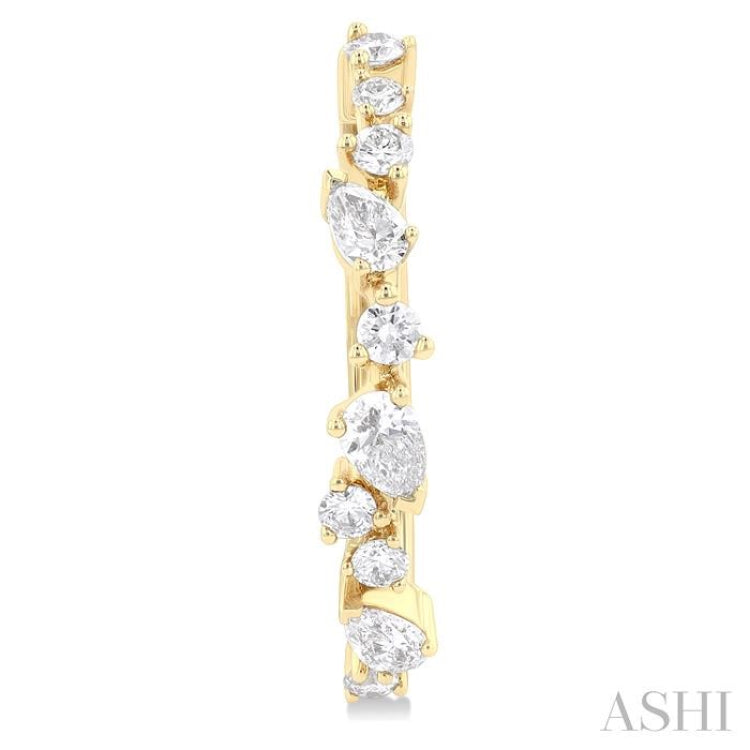 3/4 ctw Round & Pear Diamond Cut Scatter Fashion Hoop Earrings in 14K Yellow Gold