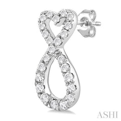 1/4 ctw Infinity Heart Round Cut Diamond Fashion Earring in 10K White Gold