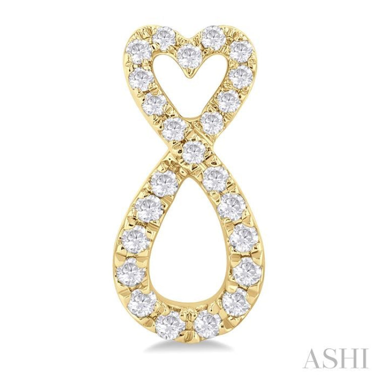 1/4 ctw Infinity Heart Round Cut Diamond Fashion Earring in 10K Yellow Gold