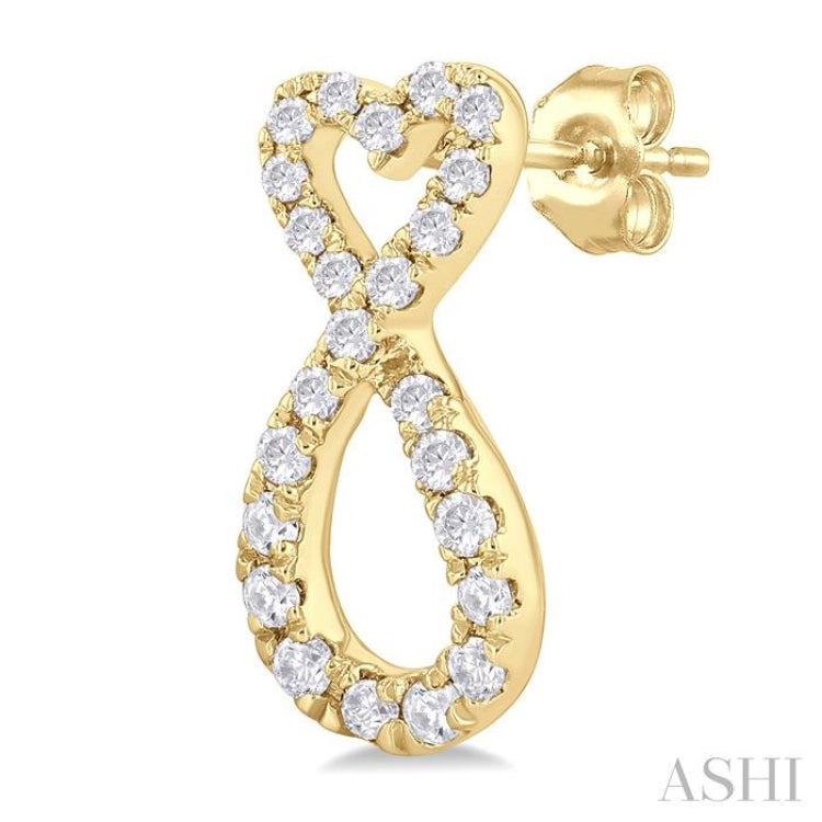 1/4 ctw Infinity Heart Round Cut Diamond Fashion Earring in 10K Yellow Gold