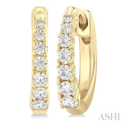 1/4 ctw Graduated Round Cut Diamond Fashion Huggies in 14K Yellow Gold