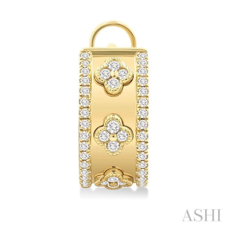 .50CTRDDM CLOVER HOOP EARRINGS YG 14K-G*