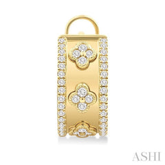 .50CTRDDM CLOVER HOOP EARRINGS YG 14K-G*