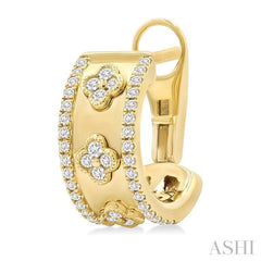 .50CTRDDM CLOVER HOOP EARRINGS YG 14K-G*
