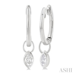1/3 ctw Bezel Set Marquise Cut Diamond Huggie Earrings in 14K White Gold