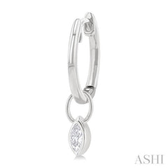 1/3 ctw Bezel Set Marquise Cut Diamond Huggie Earrings in 14K White Gold