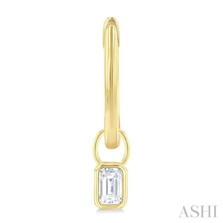 1/3 ctw Bezel Set Emerald Cut Diamond Huggie Earrings in 14K Yellow Gold