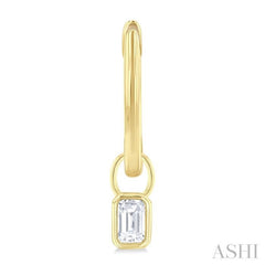 1/3 ctw Bezel Set Emerald Cut Diamond Huggie Earrings in 14K Yellow Gold