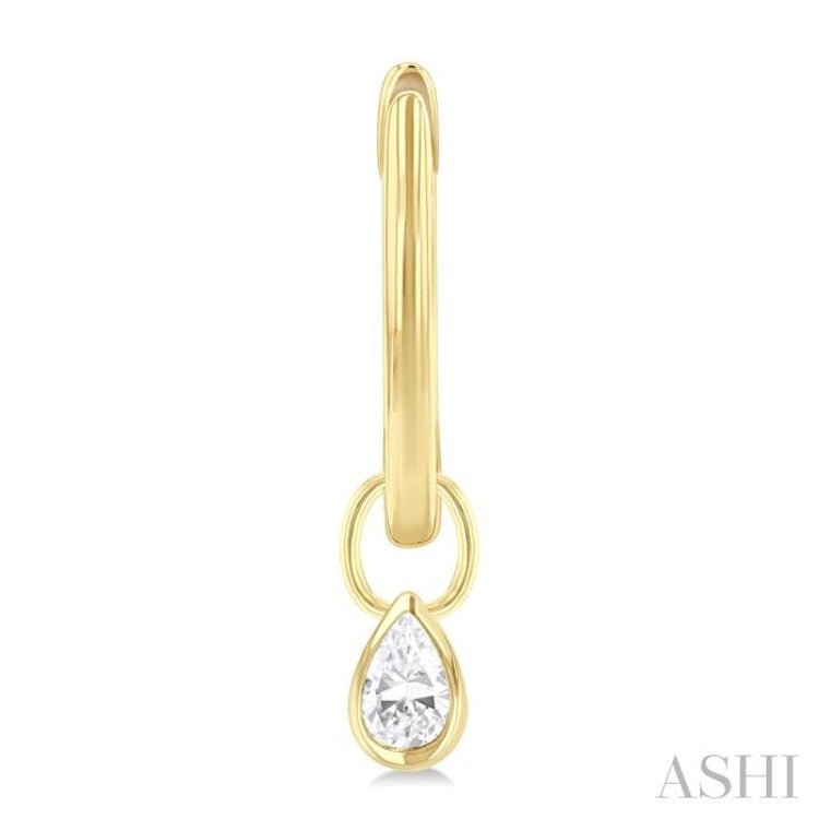 1/3 ctw Bezel Set Pear Cut Diamond Huggie Earrings in 14K Yellow Gold