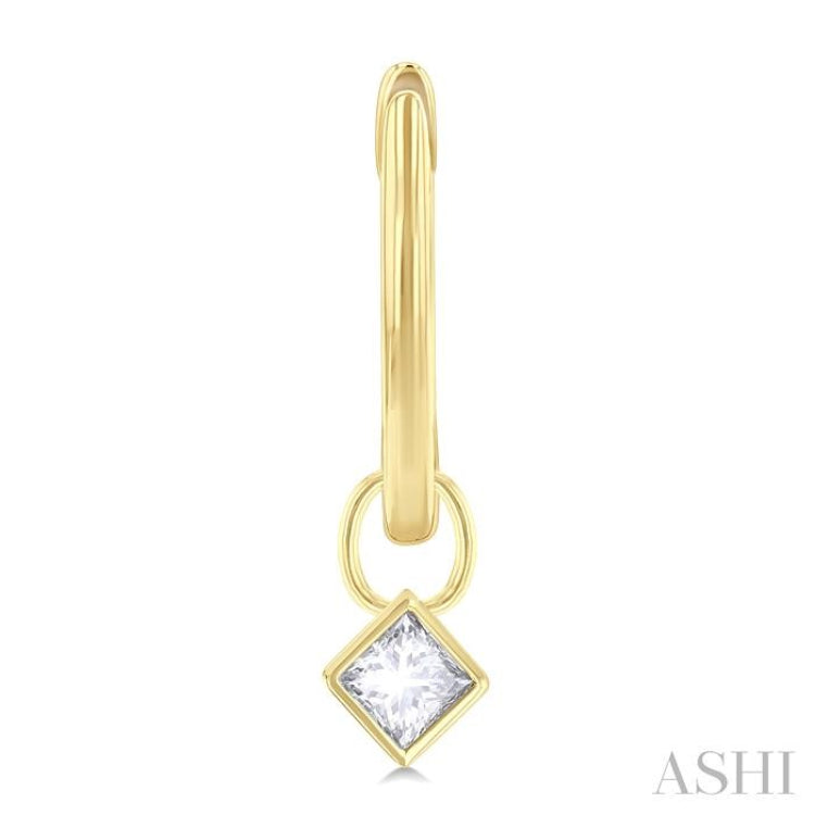 1/3 ctw Bezel Set Princess Cut Diamond Huggie Earrings in 14K Yellow Gold