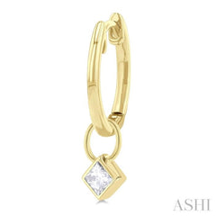 1/3 ctw Bezel Set Princess Cut Diamond Huggie Earrings in 14K Yellow Gold