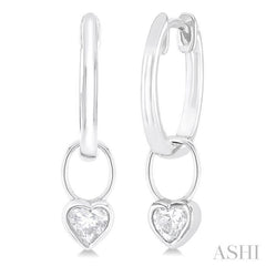 1/3 ctw Bezel Set Heart Cut Diamond Huggie Earrings in 10K White Gold