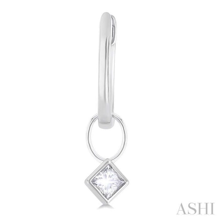 1/3 ctw Bezel Set Princess Cut Diamond Huggie Earrings in 10K White Gold