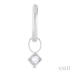 1/3 ctw Bezel Set Princess Cut Diamond Huggie Earrings in 10K White Gold