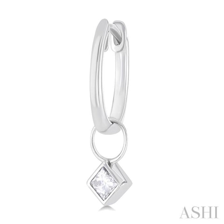 1/3 ctw Bezel Set Princess Cut Diamond Huggie Earrings in 10K White Gold