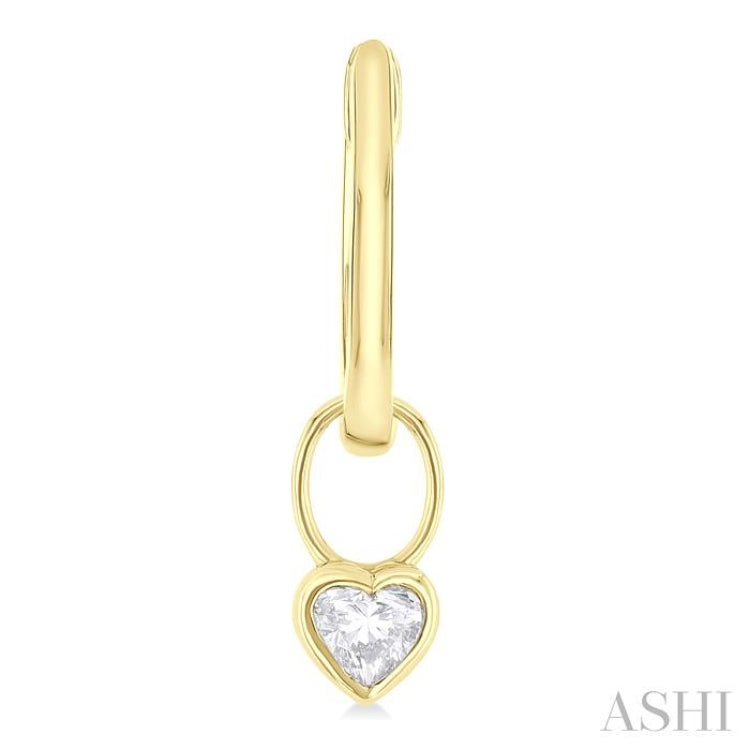 1/3 ctw Bezel Set Heart Cut Diamond Huggie Earrings in 10K Yellow Gold