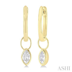 1/3 ctw Bezel Set Marquise Cut Diamond Huggie Earrings in 10K Yellow Gold