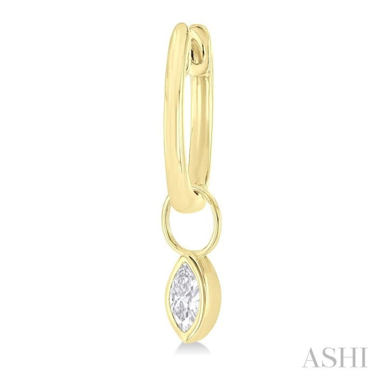 1/3 ctw Bezel Set Marquise Cut Diamond Huggie Earrings in 10K Yellow Gold