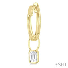 1/3 ctw Bezel Set Emerald Cut Diamond Huggie Earrings in 10K Yellow Gold