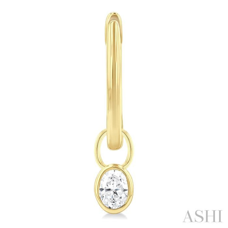 1/3 ctw Bezel Set Oval Cut Diamond Huggie Earrings in 10K Yellow Gold