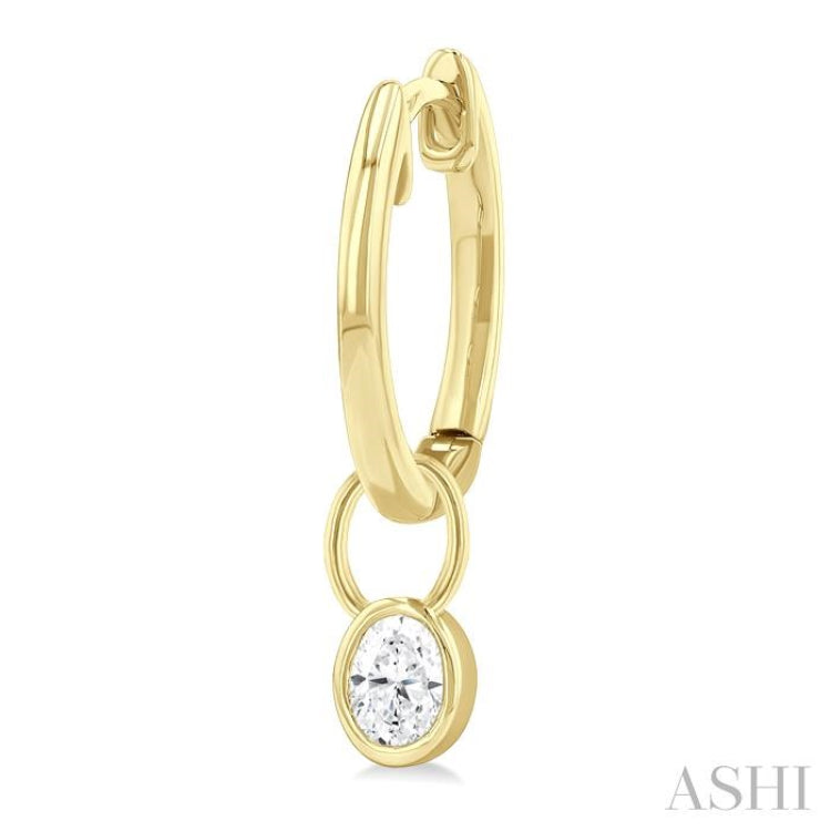 1/3 ctw Bezel Set Oval Cut Diamond Huggie Earrings in 10K Yellow Gold