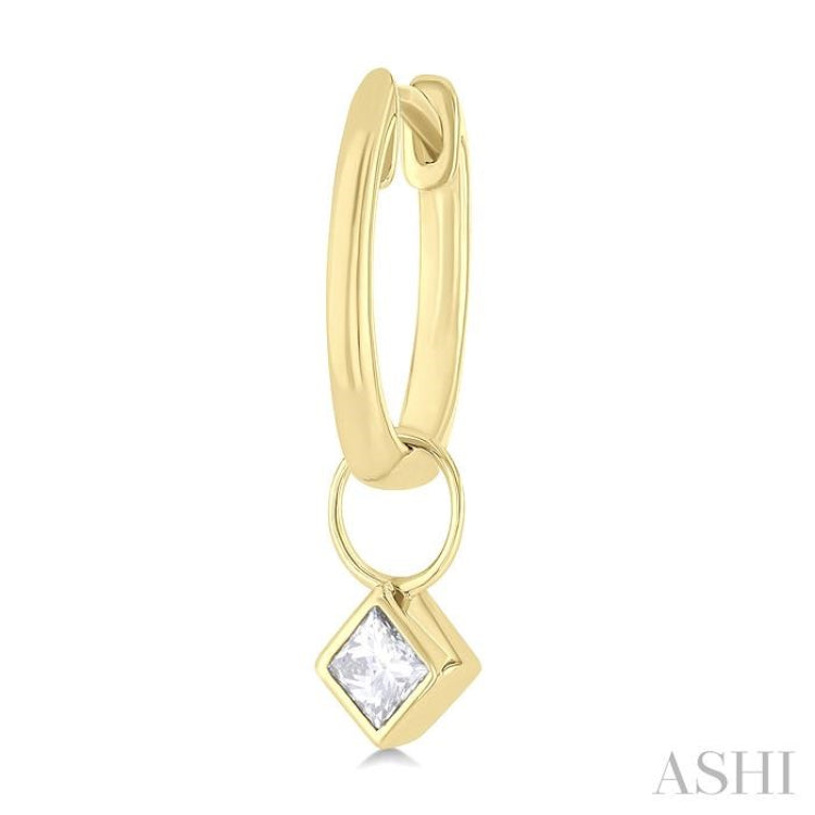 1/3 ctw Bezel Set Princess Cut Diamond Huggie Earrings in 10K Yellow Gold
