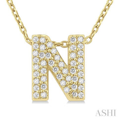 1/6 ctw Bubble Accent Initial 'B' Round Cut Diamond Fashion Pendant With Chain in 10K Yellow Gold