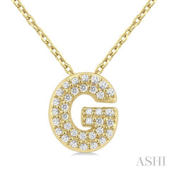 1/10 ctw Initial 'G' Round Cut Diamond Fashion Pendant With Chain in 10K Yellow Gold