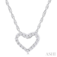 1/20 ctw Heart Shape Round Cut Diamond Pendant With Chain in 14K  White Gold