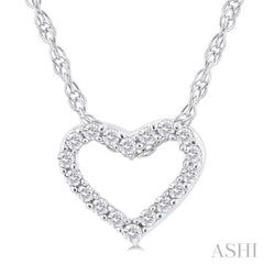 1/20 ctw Heart Shape Round Cut Diamond Pendant With Chain in 14K  White Gold