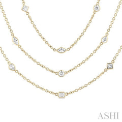 5 ctw Mixed Diamond Cut 60-Inch Station Necklace in 14K Yellow Gold